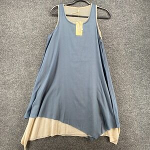etc Dress Womens M Blue Shift Layered Sleeveless Lagenlook Hippie Beachy Barn